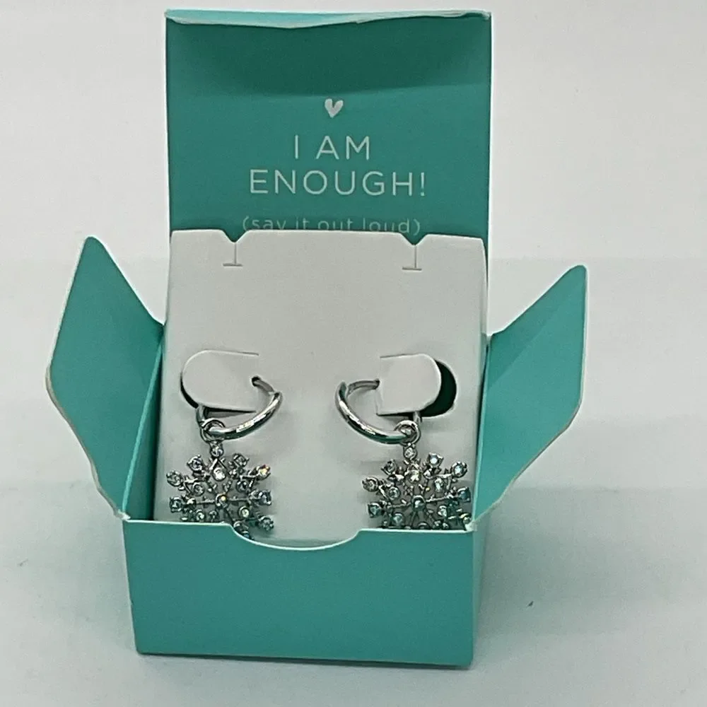 Origami Owl Silver Toned Snowflake Earrings